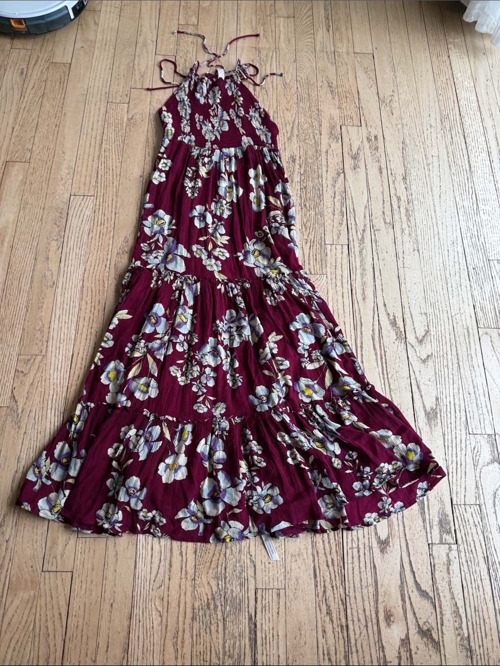 Free People Garden Party Burgundy Floral Print Maxi Dress size S - Picture 4 of 7